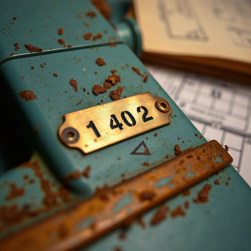Serial plate on teal steel